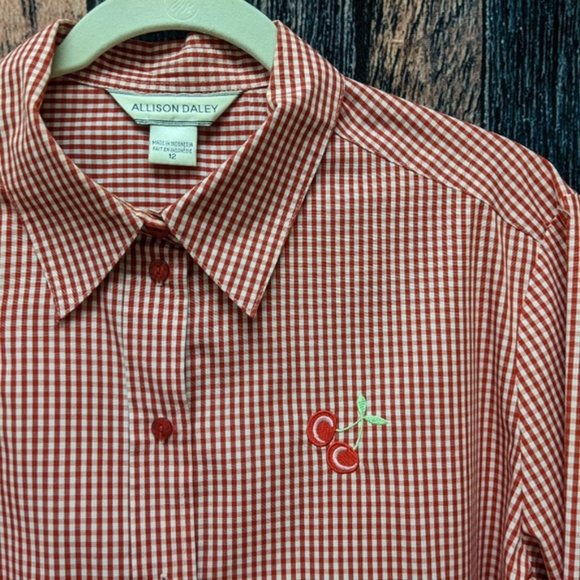 Allison Daley Embroidered Cherries Gingham Top - Picture 7 of 8